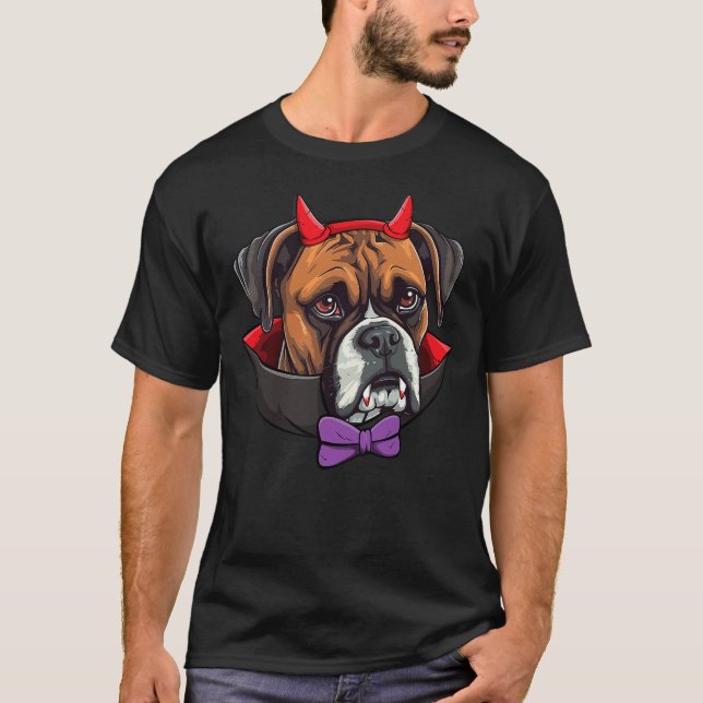 Boxer Dog Vampire Halloween Costume T-Shirt (Front)
