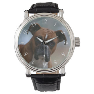 Boxer dog Vintage Leather Strap Watch