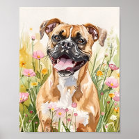 Boxer Dog Watercolor Print – Cute Boxer Wall Art