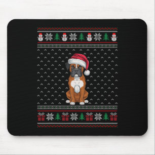 Boxer Dog Wearing Santa Hat Ugly Xmas Dog Lovers 1 Mouse Pad