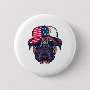 Boxer Dog Wearing White Red Blue 6 Cm Round Badge