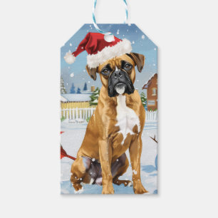 Boxer Dog Winter Wonderland Christmas Joy Gift Tags