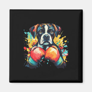 Boxer Dog With Boxing Gloves Colour Splash 1  Magnet