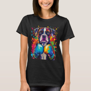 Boxer Dog With Boxing Gloves Colour Splash T-Shirt