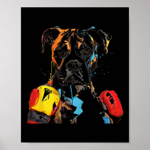 Boxer Dog With Boxing Gloves Men Women Kids Poster