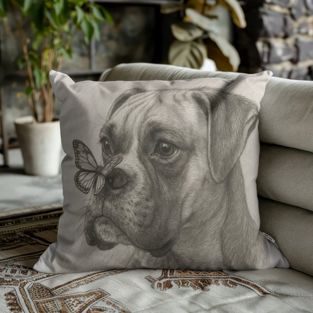 Boxer Dog with Butterfly Gentle Encounter Cushion (Creator Uploaded)
