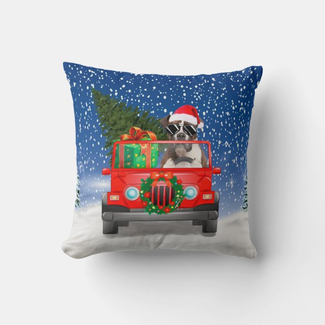 Boxer dog with Christmas gifts Cushion (Front)