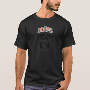 Boxer Dog With Floral Headband Dog Mom T-Shirt