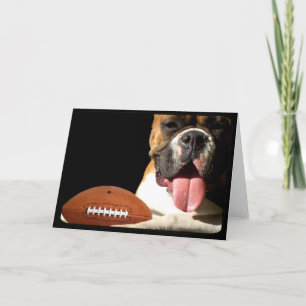 Boxer dog with football greeting card