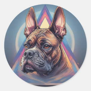 Boxer Dog with Geometric Background Classic Round Sticker