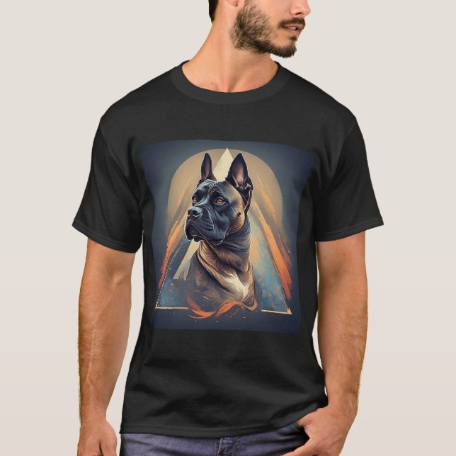 Boxer Dog with Geometric Background T-Shirt (Front)