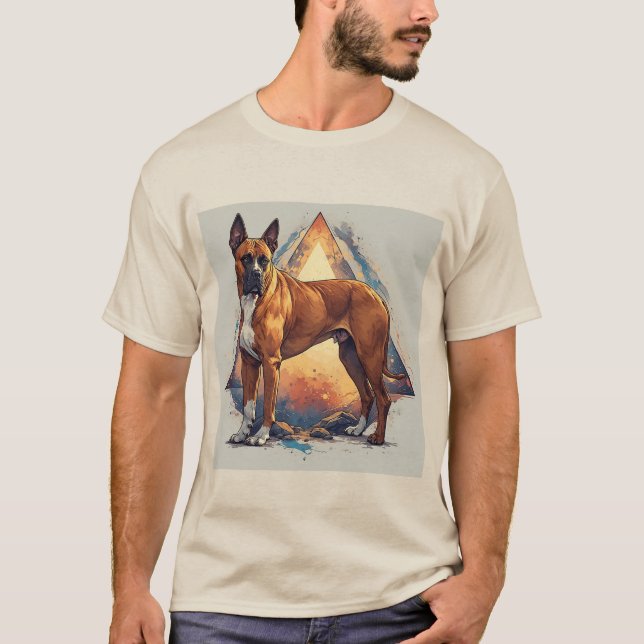 Boxer Dog with Geometric Background T-Shirt (Front)