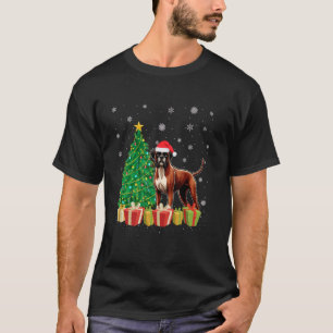 Boxer Dog Xmas Tree Lighting Santa Hat Boxer Dog C T-Shirt