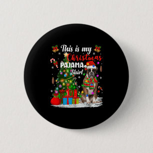 Boxer Dog Xmas Tree Lights This Is My Christmas Pa 6 Cm Round Badge
