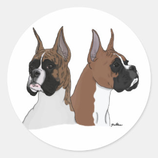 Boxer dogs classic round sticker