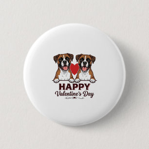 Boxer Dogs Happy Valentines Day Vintage 6 Cm Round Badge