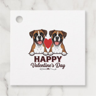 Boxer Dogs Happy Valentines Day Vintage Favour Tags