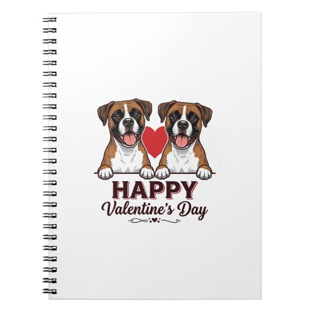 Boxer Dogs Happy Valentines Day Vintage Notebook (Front)