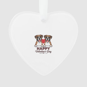 Boxer Dogs Happy Valentines Day Vintage Ornament