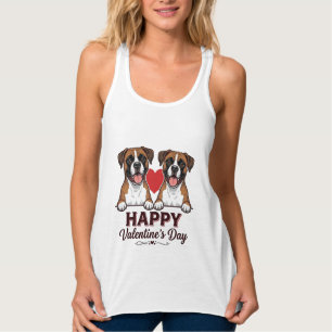 Boxer Dogs Happy Valentines Day Vintage Singlet