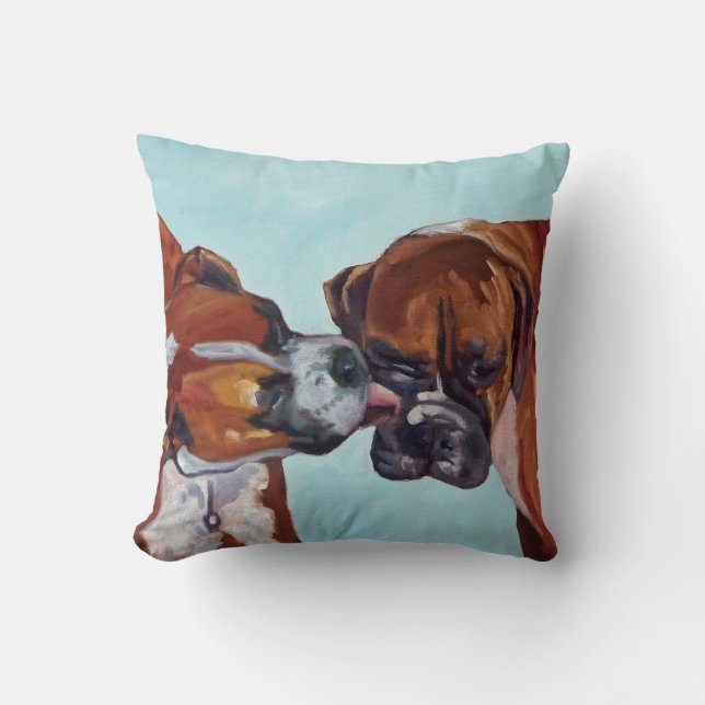 Boxer Dogs Pet Portrait Pillow (Front)