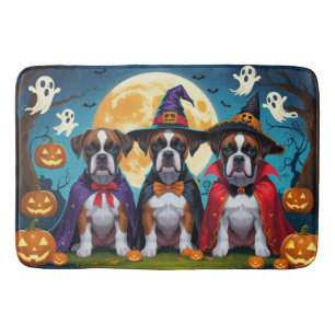 Boxer Dogs Pumpkin Halloween Funny Bath Mat