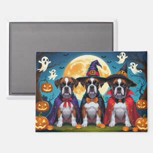 Boxer Dogs Pumpkin Halloween Funny Magnet