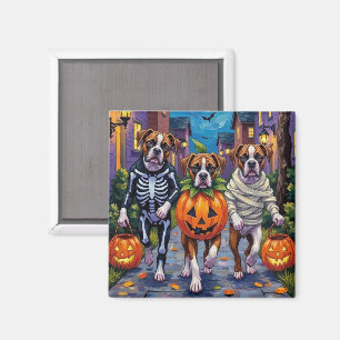 Boxer Dogs Trick-or-Treating in Halloween Costumes Magnet