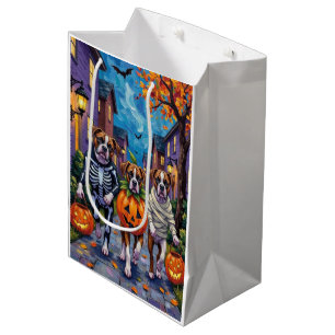 Boxer Dogs Trick-or-Treating in Halloween Costumes Medium Gift Bag