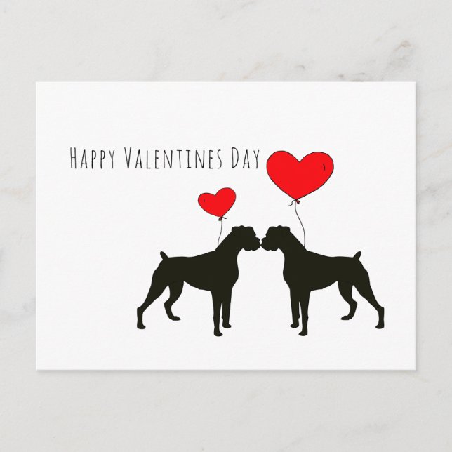 Boxer Dogs Valentines Day with Pets Postcard (Front)