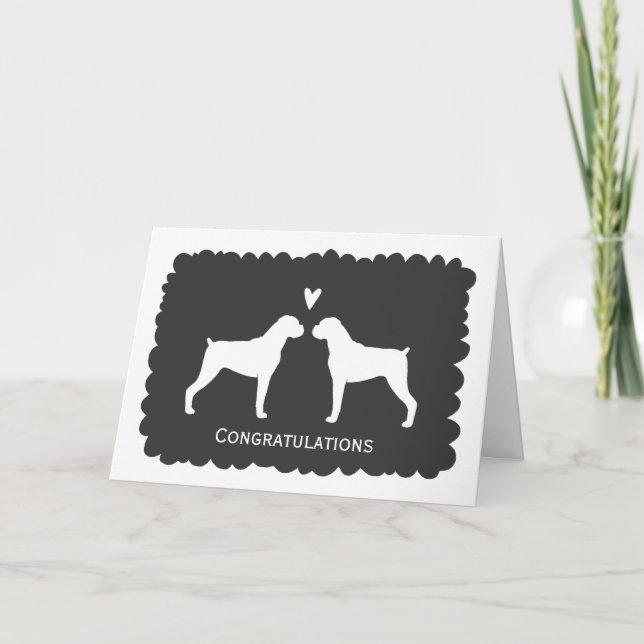 Boxer Dogs Wedding Congratulations Card (Front)