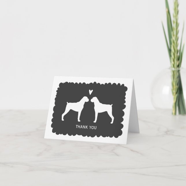 Boxer Dogs Wedding Thank You Card (Front)