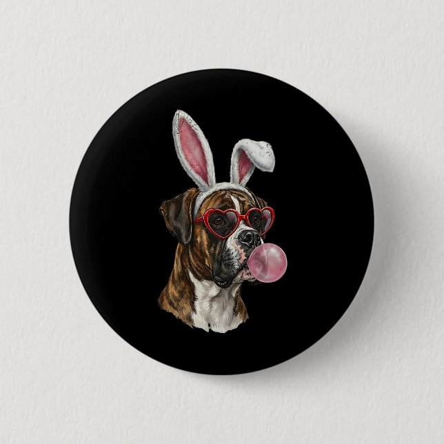 Boxer Easter Bunny Dog Lover  6 Cm Round Badge (Front)