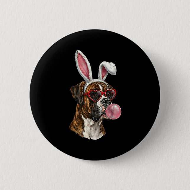 Boxer easter bunny dog lover  6 cm round badge (Front)