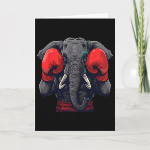 Boxer Elephant With Boxing Gloves Kickboxing Funny Card