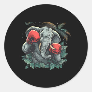 Boxer Elephant With Boxing Gloves Kickboxing Funny Classic Round Sticker