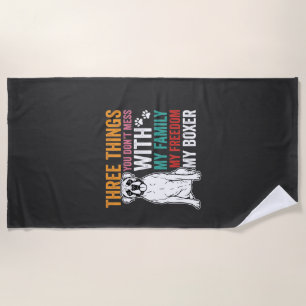 Boxer Family Freedom Dog Lover Beach Towel