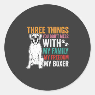 Boxer Family Freedom Dog Lover Classic Round Sticker