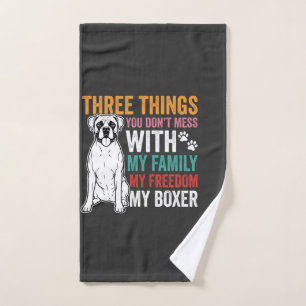 Boxer Family Freedom Dog Lover Hand Towel