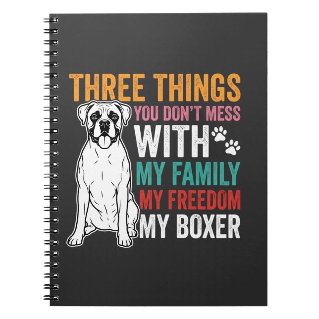 Boxer Family Freedom Dog Lover Notebook (Front)