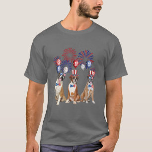 Boxer Firework Sunglasses America Dog 4Th Of July T-Shirt