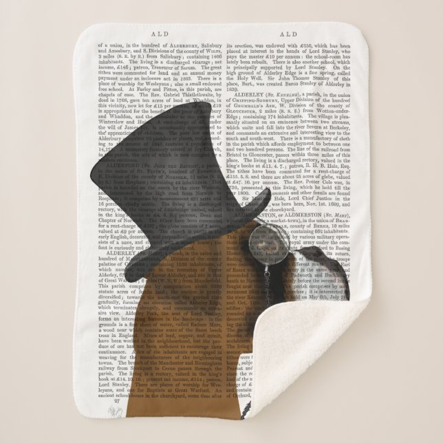Boxer, Formal Hound and Hat Sherpa Blanket (Front)