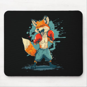 Boxer Fox With Boxing Gloves Kickboxing Funny Boxi Mouse Pad