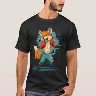 Boxer Fox With Boxing Gloves Kickboxing Funny Boxi T-Shirt