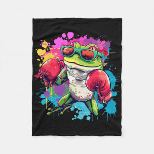 Boxer Frog With Boxing Gloves Kickboxing Funny Box Fleece Blanket