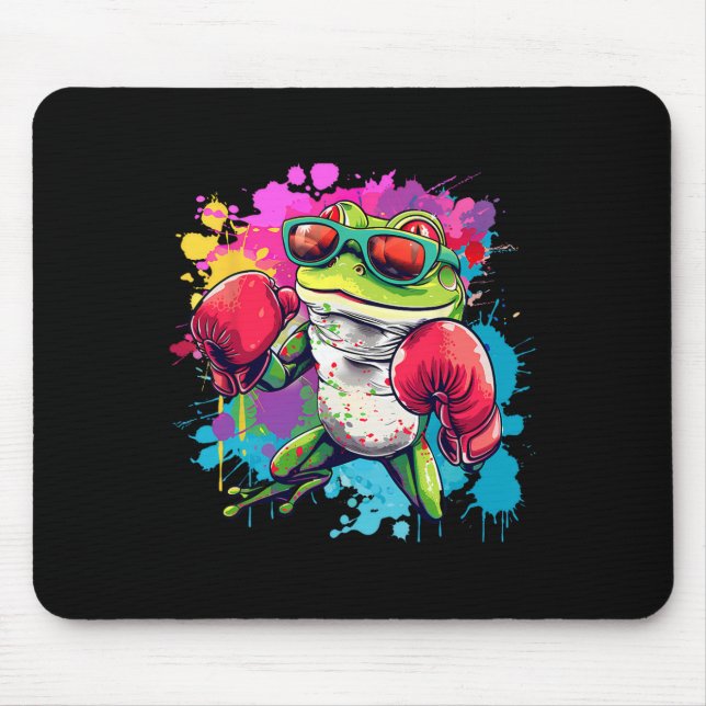 Boxer Frog With Boxing Gloves Kickboxing Funny Box Mouse Pad (Front)