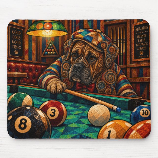 Boxer, Geometric Mosaic Mouse Pad (Front)