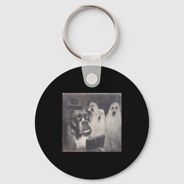 Boxer ghost funny halloween scary dog spooky key ring (Front)