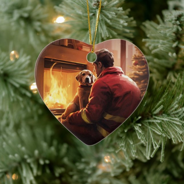 Boxer Gift, Pet Gift, Dog Fireman, Christmas Gift  Ceramic Tree Decoration (Tree)
