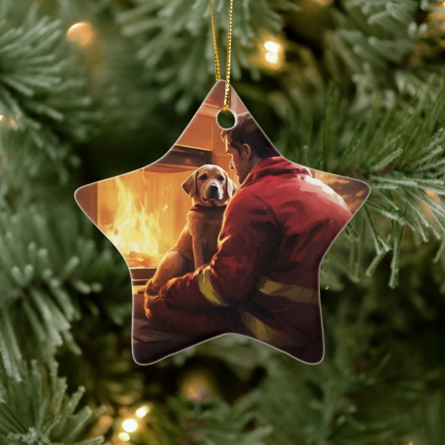 Boxer Gift, Pet Gift, Dog Fireman, Christmas Gift  Ceramic Tree Decoration (Tree)